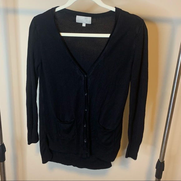 3/$20 Joan Vass Black Button Up Cardigan W/Pockets - Picture 4 of 6
